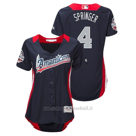Maglia Baseball Donna All Star Game Majestic George Springer 2018 1ªRun Derby American League Blu